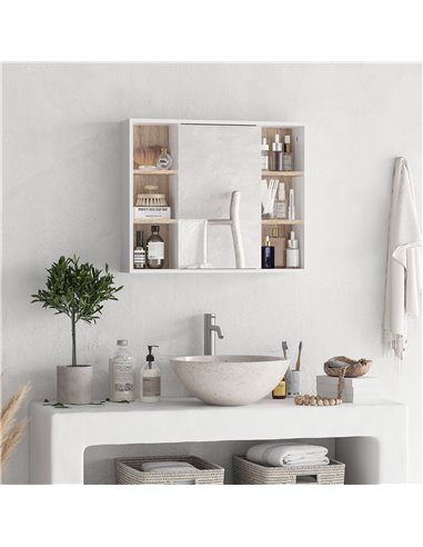 HOMCOM Bathroom Mirror Cabinet, Wall Mounted Medicine Cabinet, White