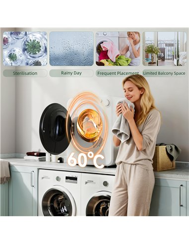 HOMCOM 4kg Front Load Laundry Dryer, Portable Clothes Dryer with 2 Power Modes, 400W/800W, White