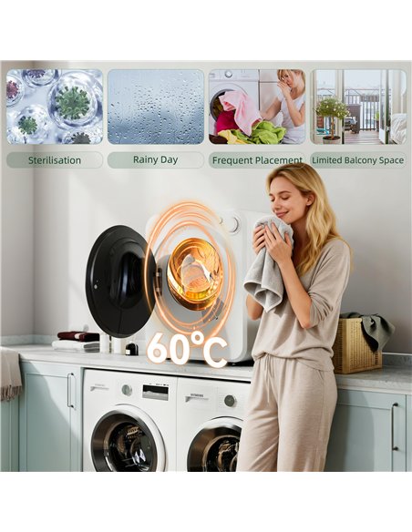 HOMCOM 4kg Front Load Laundry Dryer, Portable Clothes Dryer with 2 Power Modes, 400W/800W, White - pic 210047 | FastDaddyshop
