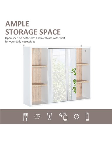 HOMCOM Bathroom Mirror Cabinet, Wall Mounted Medicine Cabinet, White