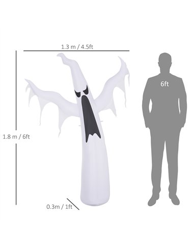 HOMCOM 6FT 1.8m LED Halloween Inflatable Decoration Floating Ghost Scary Party Outdoors Yard Lawn