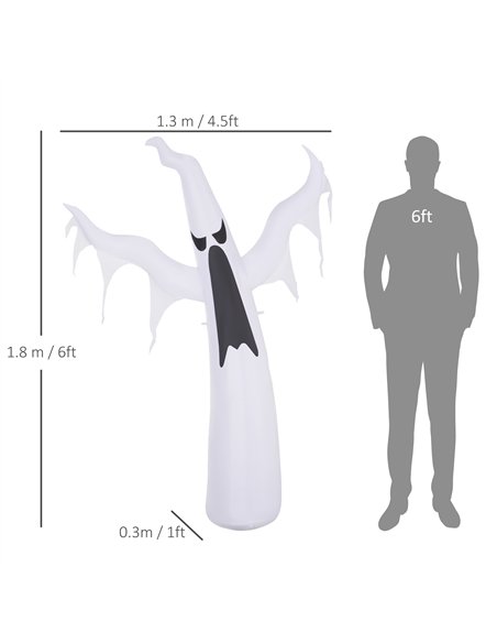 HOMCOM 6FT 1.8m LED Halloween Inflatable Decoration Floating Ghost Scary Party Outdoors Yard Lawn - pic 210062 | FastDaddyshop