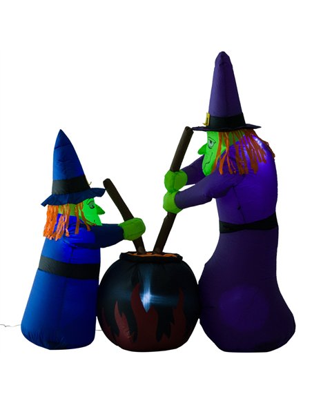 HOMCOM 1.8m Inflatable Halloween Lawn Decoration with LED Witches Around A Black Cauldron Outdoor Air Blown Holiday Décor - pic 210069 | FastDaddyshop