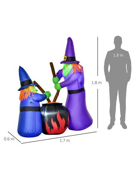 HOMCOM 1.8m Inflatable Halloween Lawn Decoration with LED Witches Around A Black Cauldron Outdoor Air Blown Holiday Décor - pic 210071 | FastDaddyshop