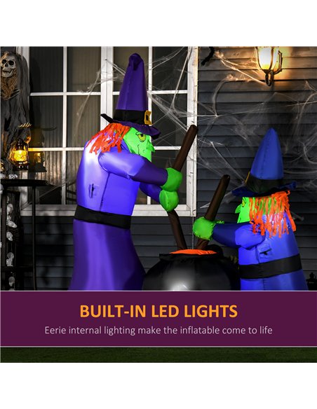 HOMCOM 1.8m Inflatable Halloween Lawn Decoration with LED Witches Around A Black Cauldron Outdoor Air Blown Holiday Décor - pic 210072 | FastDaddyshop