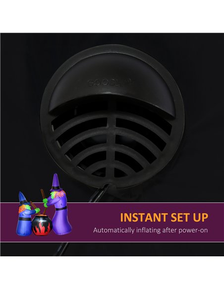 HOMCOM 1.8m Inflatable Halloween Lawn Decoration with LED Witches Around A Black Cauldron Outdoor Air Blown Holiday Décor - pic 210074 | FastDaddyshop