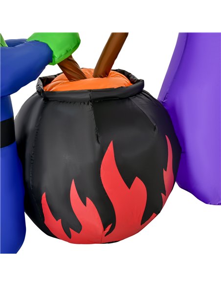 HOMCOM 1.8m Inflatable Halloween Lawn Decoration with LED Witches Around A Black Cauldron Outdoor Air Blown Holiday Décor - pic 210076 | FastDaddyshop