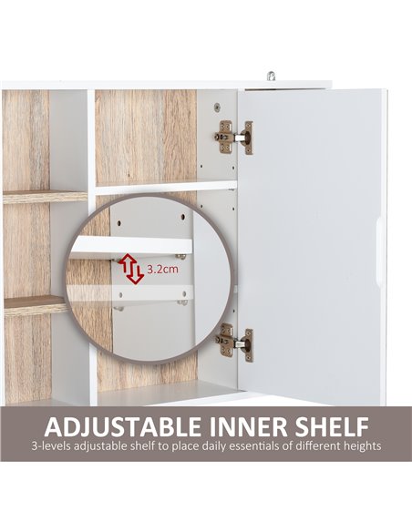 HOMCOM Bathroom Mirror Cabinet, Wall Mounted Medicine Cabinet with Storage Cupboard and Adjustable Shelf, White - pic 21008 | FastDaddyshop