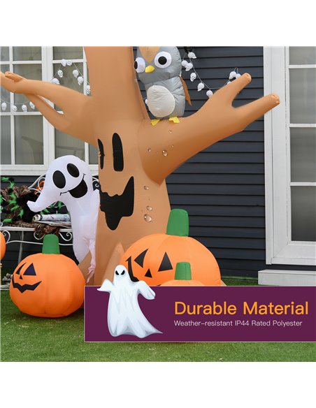 HOMCOM 240cm Large Halloween Scary Lighting Inflatable Tree Ghost 3 Pumpkins Owl 4 LED Indoor Outdoor Holiday Decoration - pic 210082 | FastDaddyshop