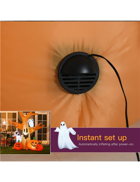 HOMCOM 240cm Large Halloween Scary Lighting Inflatable Tree Ghost 3 Pumpkins Owl 4 LED Indoor Outdoor Holiday Decoration - pic 210083 | FastDaddyshop
