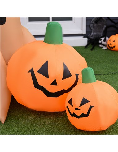 HOMCOM 240cm Large Halloween Scary Lighting Inflatable Tree Ghost 3 Pumpkins Owl 4 LED Indoor Outdoor Holiday Decoration