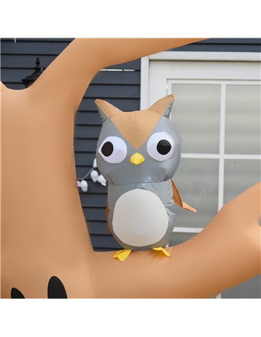 HOMCOM 240cm Large Halloween Scary Lighting Inflatable Tree Ghost 3 Pumpkins Owl 4 LED Indoor Outdoor Holiday Decoration