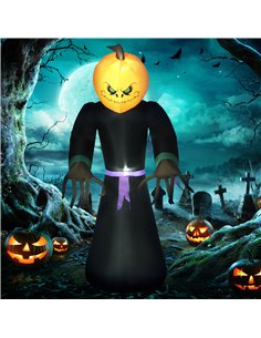 HOMCOM 2.1m Inflatable Pumpkin Ghost Head Monster Vampire 6 LED Halloween Blow Up Yard Holiday Decoration 2