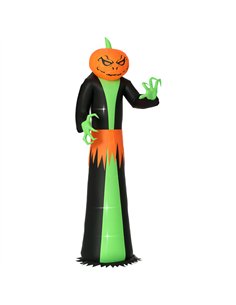 HOMCOM 9FT Inflatable Halloween Pumpkin Ghost with Build in LED,  Outdoor Lighted Blow Up Inflatables for Party Indoor, Garden, 