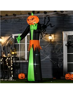 HOMCOM 9FT Inflatable Halloween Pumpkin Ghost with Build in LED,  Outdoor Lighted Blow Up Inflatables for Party Indoor, Garden,  2