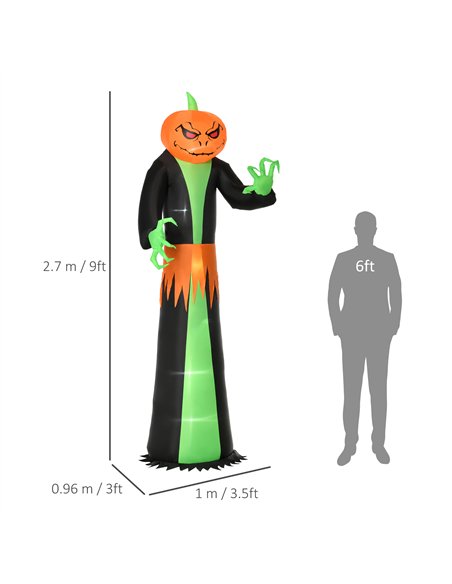 HOMCOM 9FT Inflatable Halloween Pumpkin Ghost with Build in LED,  Outdoor Lighted Blow Up Inflatables for Party Indoor, Garden,  - pic 210098 | FastDaddyshop