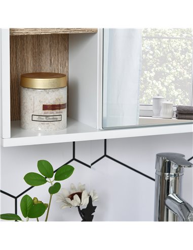 HOMCOM Bathroom Mirror Cabinet, Wall Mounted Medicine Cabinet with Storage Cupboard and Adjustable Shelf, White