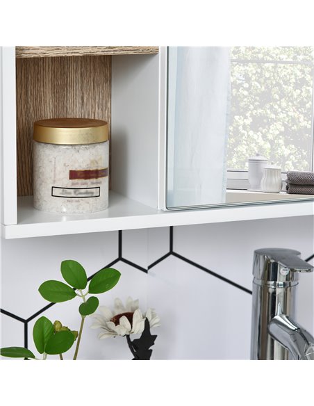 HOMCOM Bathroom Mirror Cabinet, Wall Mounted Medicine Cabinet with Storage Cupboard and Adjustable Shelf, White - pic 21010 | FastDaddyshop