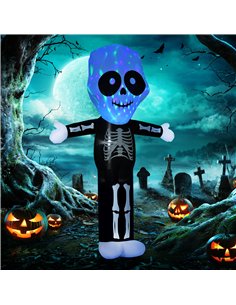 HOMCOM 3m Halloween Inflatable Skeleton Ghost Decoration, LED Lighted for Home Indoor Outdoor Garden Lawn Decoration Party Prop 2