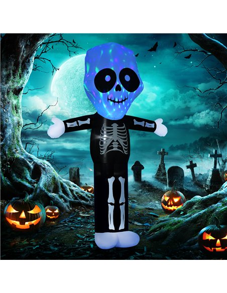 HOMCOM 3m Halloween Inflatable Skeleton Ghost Decoration, LED Lighted for Home Indoor Outdoor Garden Lawn Decoration Party Prop - pic 210106 | FastDaddyshop