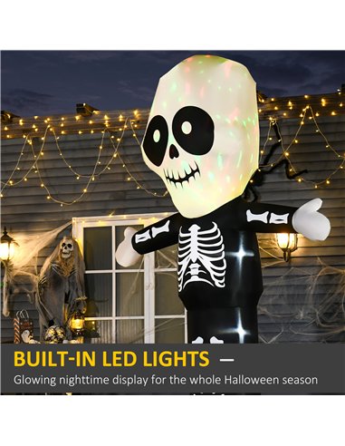 HOMCOM 3m Halloween Inflatable Skeleton Ghost Decoration, LED Lighted for Home Indoor Outdoor Garden Lawn Decoration Party Prop
