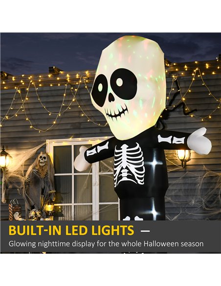 HOMCOM 3m Halloween Inflatable Skeleton Ghost Decoration, LED Lighted for Home Indoor Outdoor Garden Lawn Decoration Party Prop - pic 210108 | FastDaddyshop