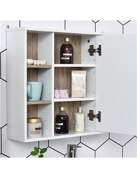 HOMCOM Bathroom Mirror Cabinet, Wall Mounted Medicine Cabinet with Storage Cupboard and Adjustable Shelf, White - pic 21011 | FastDaddyshop