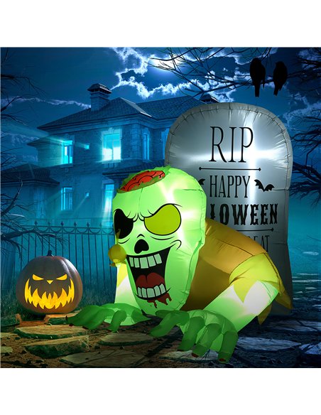 HOMCOM 5FT Halloween Inflatables Ghost and Tombstone, Blow Up Outdoor Halloween Decorations with Build-in LED Lights for Garden, - pic 210115 | FastDaddyshop