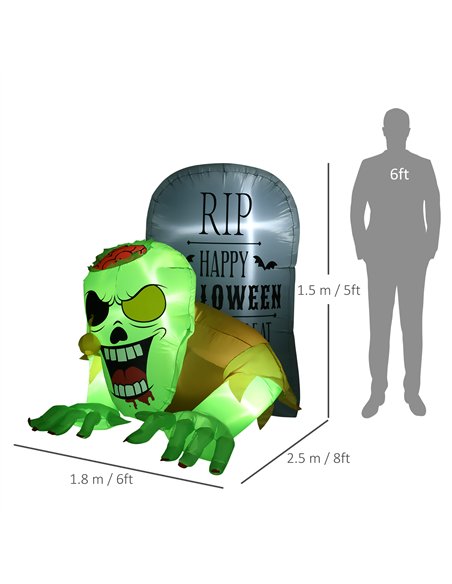 HOMCOM 5FT Halloween Inflatables Ghost and Tombstone, Blow Up Outdoor Halloween Decorations with Build-in LED Lights for Garden, - pic 210116 | FastDaddyshop