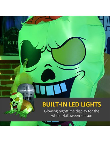 HOMCOM 5FT Halloween Inflatables Ghost and Tombstone, Blow Up Outdoor Halloween Decorations with Build-in LED Lights for Garden,