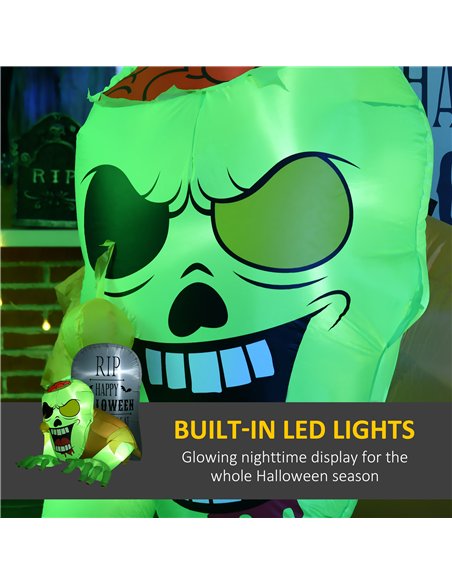 HOMCOM 5FT Halloween Inflatables Ghost and Tombstone, Blow Up Outdoor Halloween Decorations with Build-in LED Lights for Garden, - pic 210117 | FastDaddyshop