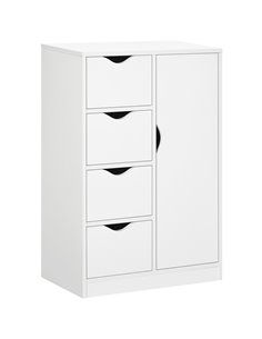 HOMCOM Freestanding Bathroom Cabinet with 4 Drawers, White