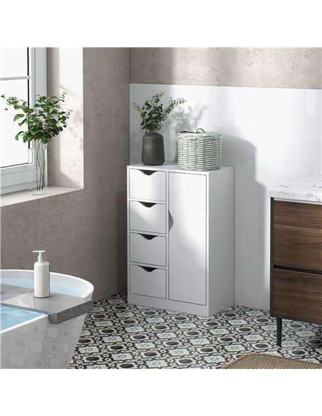 HOMCOM Freestanding Bathroom Cabinet with 4 Drawers, White - pic 21013 | FastDaddyshop