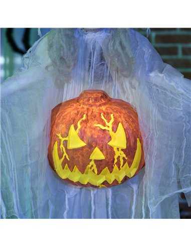 HOMCOM 6ft Outdoor Halloween Decoration Witch with Pumpkin, Hanging Skeleton Witch Prop Life Size with Sound and Motion Activate
