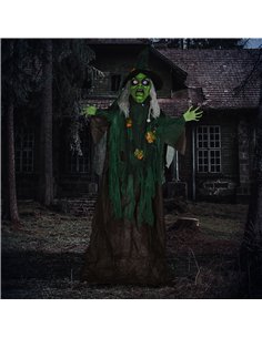 HOMCOM 6ft Halloween Witch Decoration, Outdoor Activated Prop with Light Up Eyes Magical Heart, Sound Activated 2