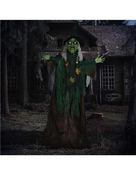 HOMCOM 6ft Halloween Witch Decoration, Outdoor Activated Prop with Light Up Eyes Magical Heart, Sound Activated - pic 210133 | FastDaddyshop