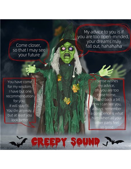 HOMCOM 6ft Halloween Witch Decoration, Outdoor Activated Prop with Light Up Eyes Magical Heart, Sound Activated - pic 210135 | FastDaddyshop