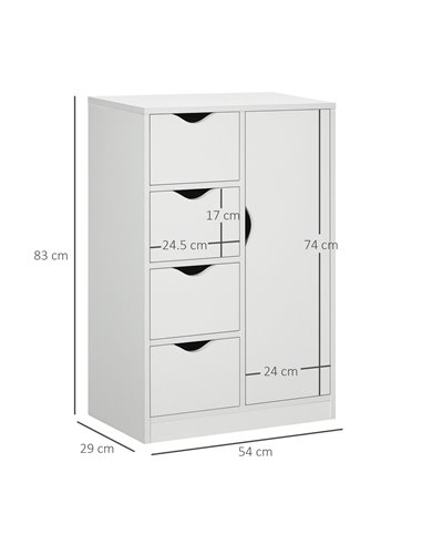 HOMCOM Freestanding Bathroom Cabinet with 4 Drawers, White