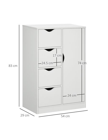 HOMCOM Freestanding Bathroom Cabinet with 4 Drawers, White - pic 21014 | FastDaddyshop