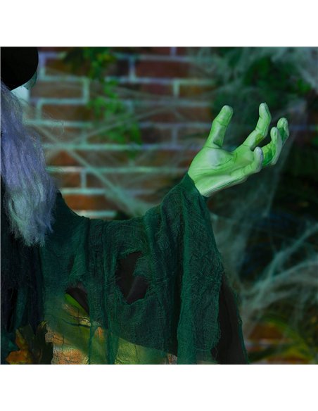 HOMCOM 6ft Halloween Witch Decoration, Outdoor Activated Prop with Light Up Eyes Magical Heart, Sound Activated - pic 210140 | FastDaddyshop