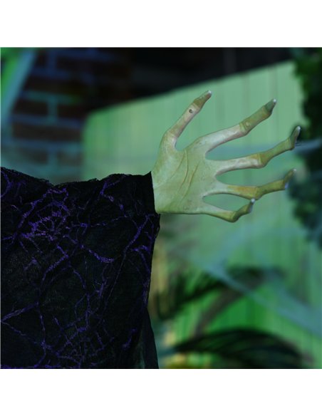 HOMCOM 6ft Outdoor Halloween Decoration Witch, Hanging Witch Prop Life Size with Sound and Motion Activated, Light Up Eyes, Talk - pic 210148 | FastDaddyshop