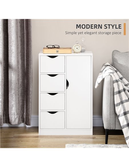 HOMCOM Freestanding Bathroom Cabinet with 4 Drawers, White - pic 21015 | FastDaddyshop