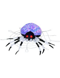 HOMCOM 5FT Long Halloween Inflatable Spider, Hanging Giant Spider with Colourful LED Light, Blow-Up Outdoor LED Garden Display f