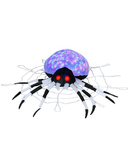 HOMCOM 5FT Long Halloween Inflatable Spider, Hanging Giant Spider with Colourful LED Light, Blow-Up Outdoor LED Garden Display f - pic 210150 | FastDaddyshop