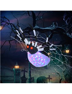 HOMCOM 5FT Long Halloween Inflatable Spider, Hanging Giant Spider with Colourful LED Light, Blow-Up Outdoor LED Garden Display f 2