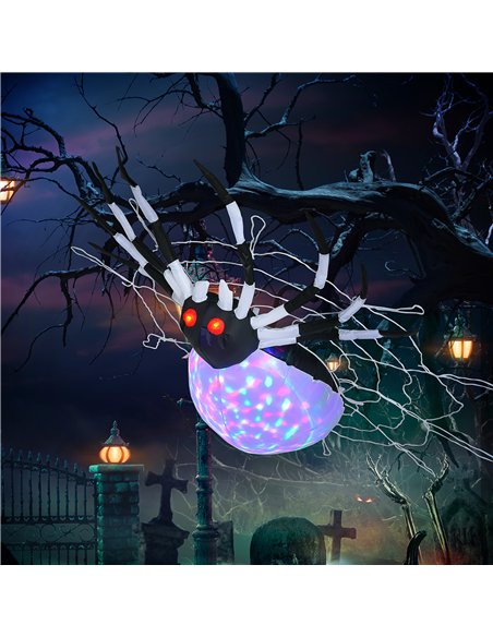 HOMCOM 5FT Long Halloween Inflatable Spider, Hanging Giant Spider with Colourful LED Light, Blow-Up Outdoor LED Garden Display f - pic 210151 | FastDaddyshop