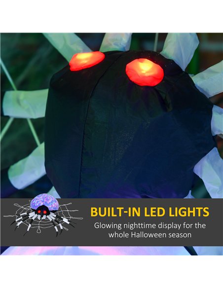 HOMCOM 5FT Long Halloween Inflatable Spider, Hanging Giant Spider with Colourful LED Light, Blow-Up Outdoor LED Garden Display f - pic 210153 | FastDaddyshop