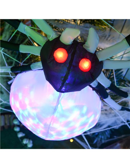 HOMCOM 5FT Long Halloween Inflatable Spider, Hanging Giant Spider with Colourful LED Light, Blow-Up Outdoor LED Garden Display f - pic 210157 | FastDaddyshop