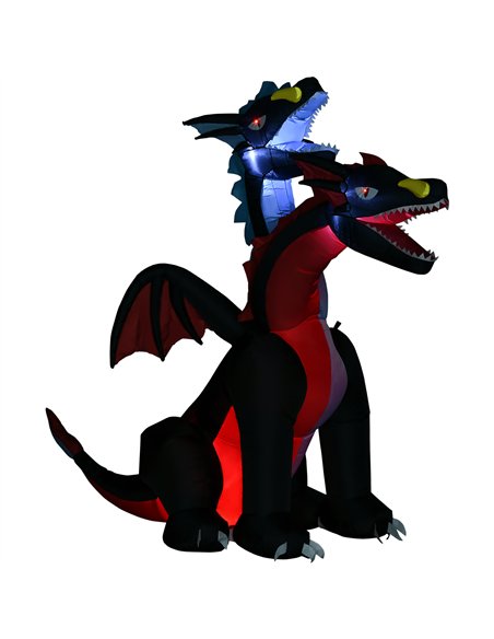 HOMCOM 7FT Tall Halloween Inflatable Dragon with 2 Heads and LED Lights, Blow Up Halloween Party Decoration for Indoor Outdoor Y - pic 210159 | FastDaddyshop