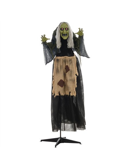 HOMCOM 5'2" Hunchback Witch Halloween Animatronic, with Glowing Eyes - pic 210168 | FastDaddyshop